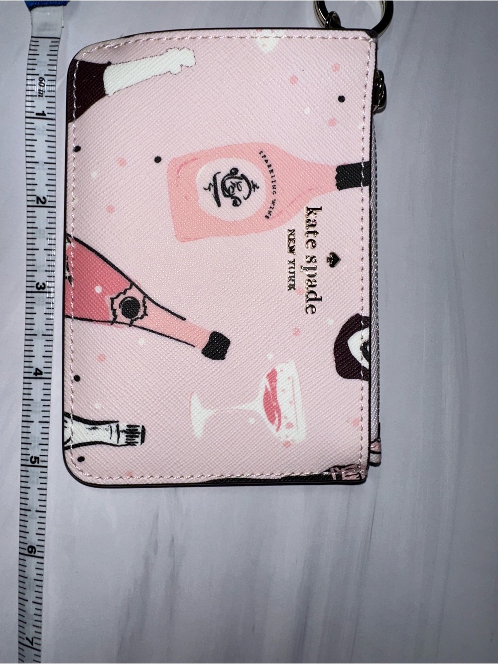 Kate Spade Bitsy Wallet Keychain Champagne Toss Pink Multi New! - Picture 3 of 9